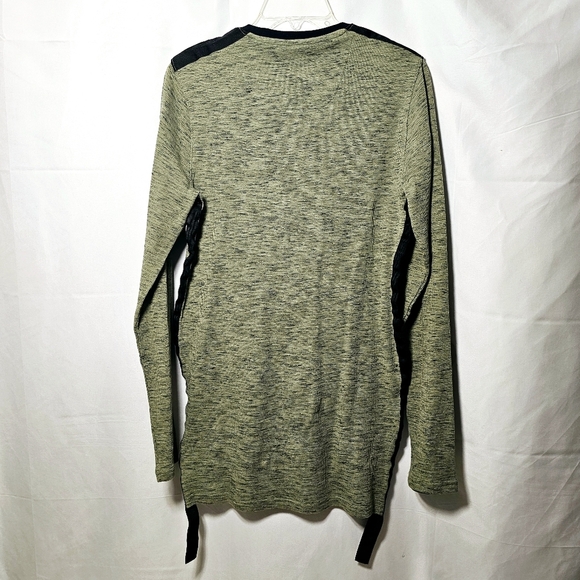 Mens Olive Green Thermal Long Sleeve Cotton Blend Shirt Size Small - Picture 3 of 4